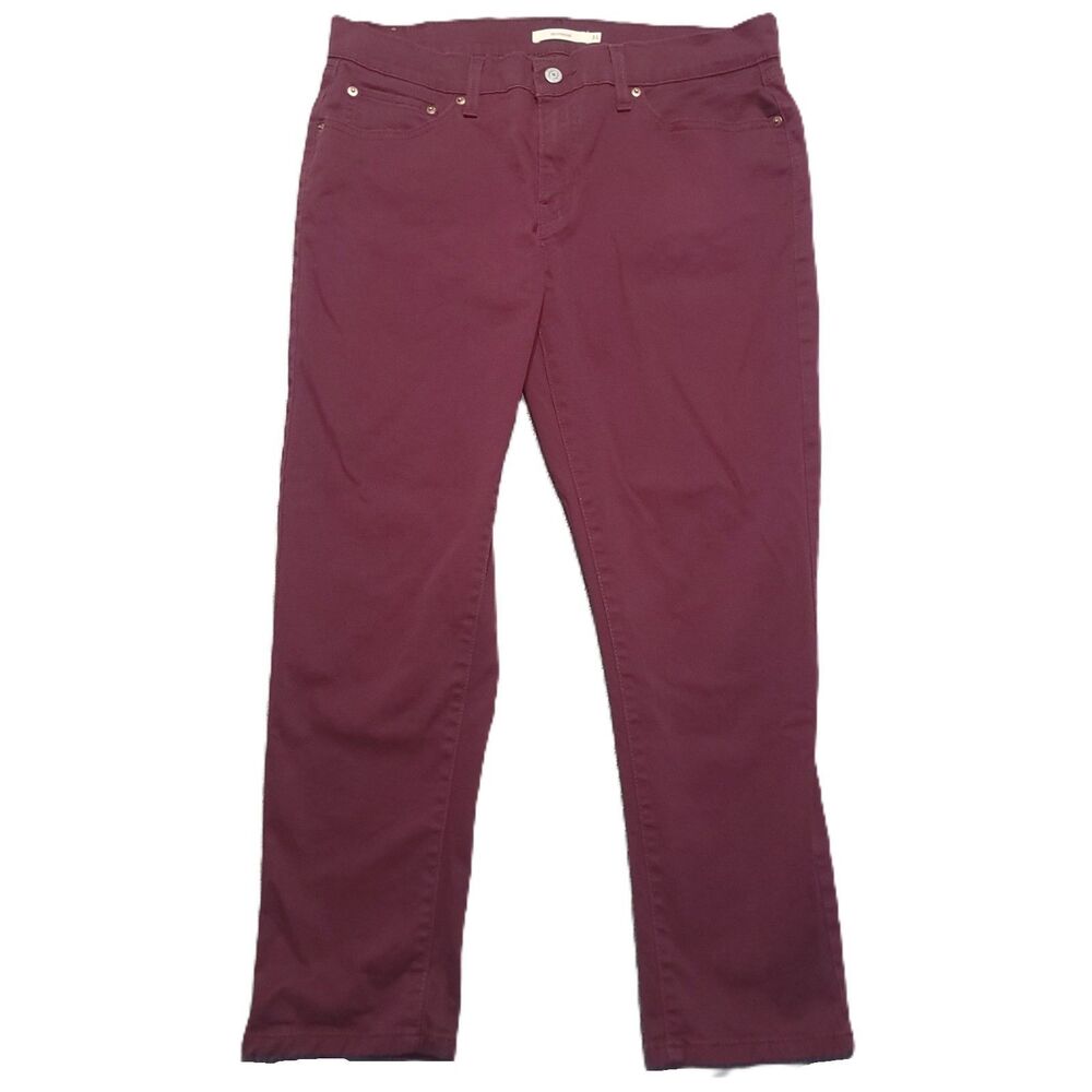 Levis Boyfriend Jeans Womens 31 Stretch Burgundy Ankle Denim Pants